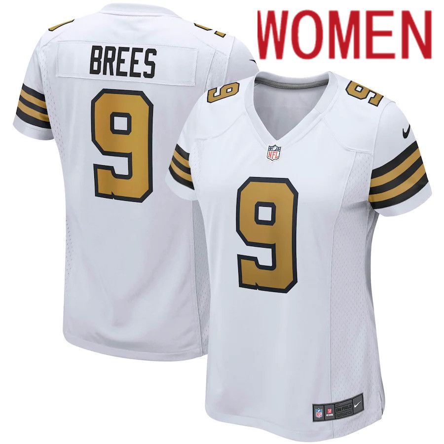 Women New Orleans Saints #9 Drew Brees Nike White Alternate Game NFL Jersey->women nfl jersey->Women Jersey